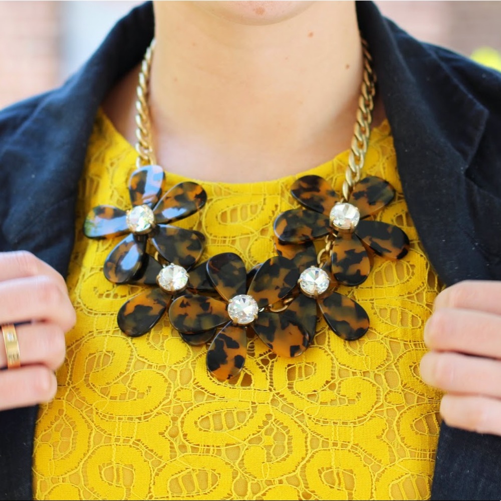 J. Crew Tortoise Flower Statement Necklace